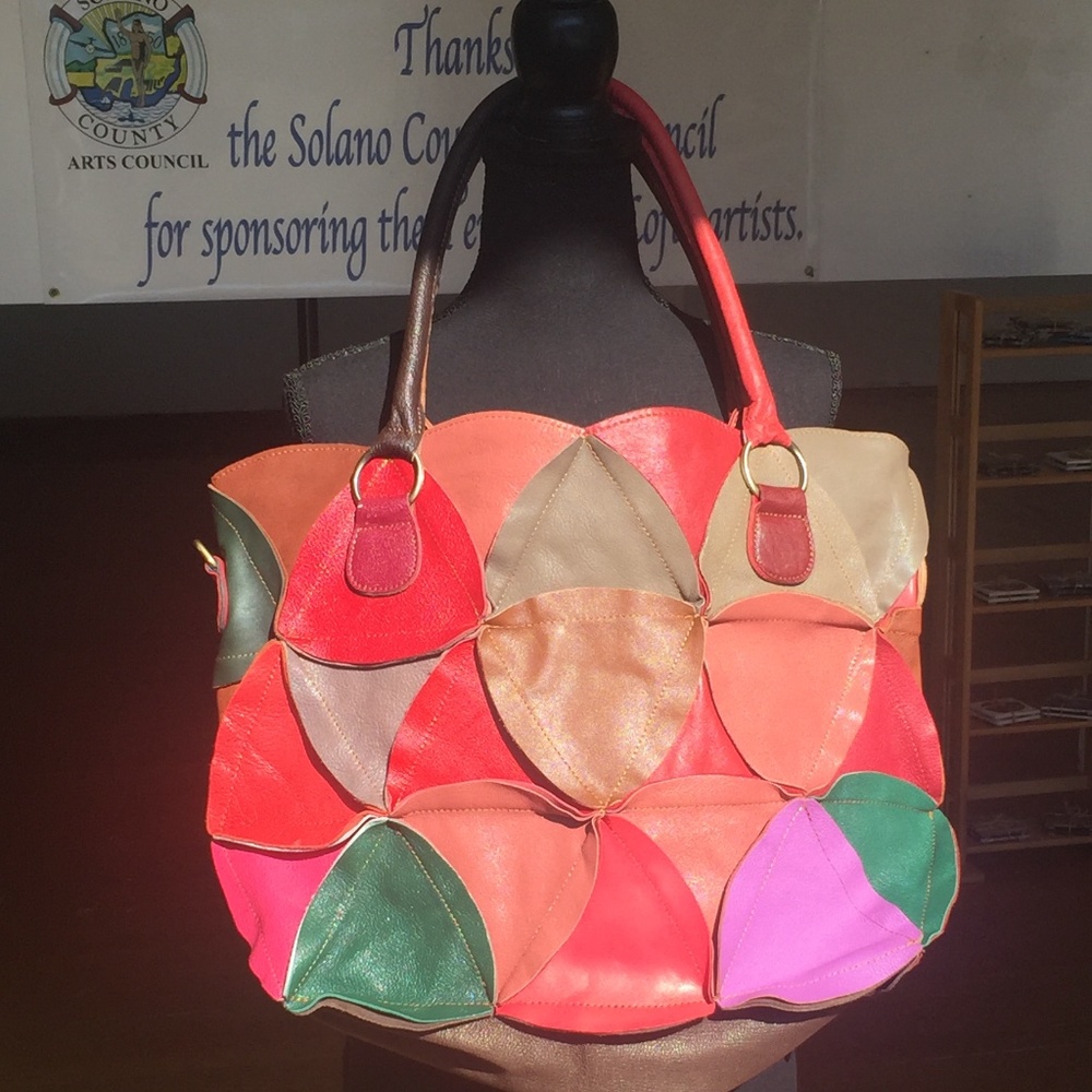 Multicolored American large leather handbag - Picture 2 of 4
